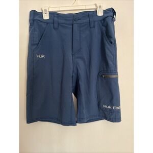 Huk Men's M Shorts Blue Fishing Zip Pocket‎